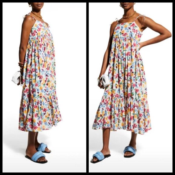 💕THE GREAT💕 The Dainty Dress ~ Midi 100% Cotton Tropical Floral Large L NWT - Picture 5 of 16